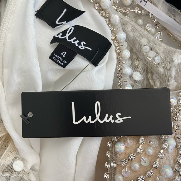 NEW Lulu’s White Beaded Rhinestone Maxi Bridal Dress - Picture 10 of 10